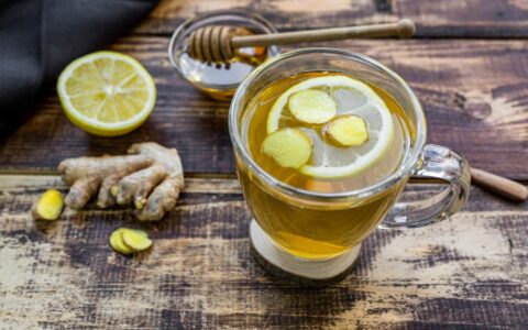 ginger tea on a wood surface