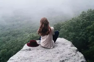 Woman looking out at nature