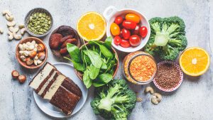 Vegetables spread out on a table