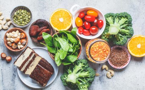 Vegetables spread out on a table