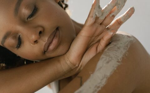 Woman embracing skin.