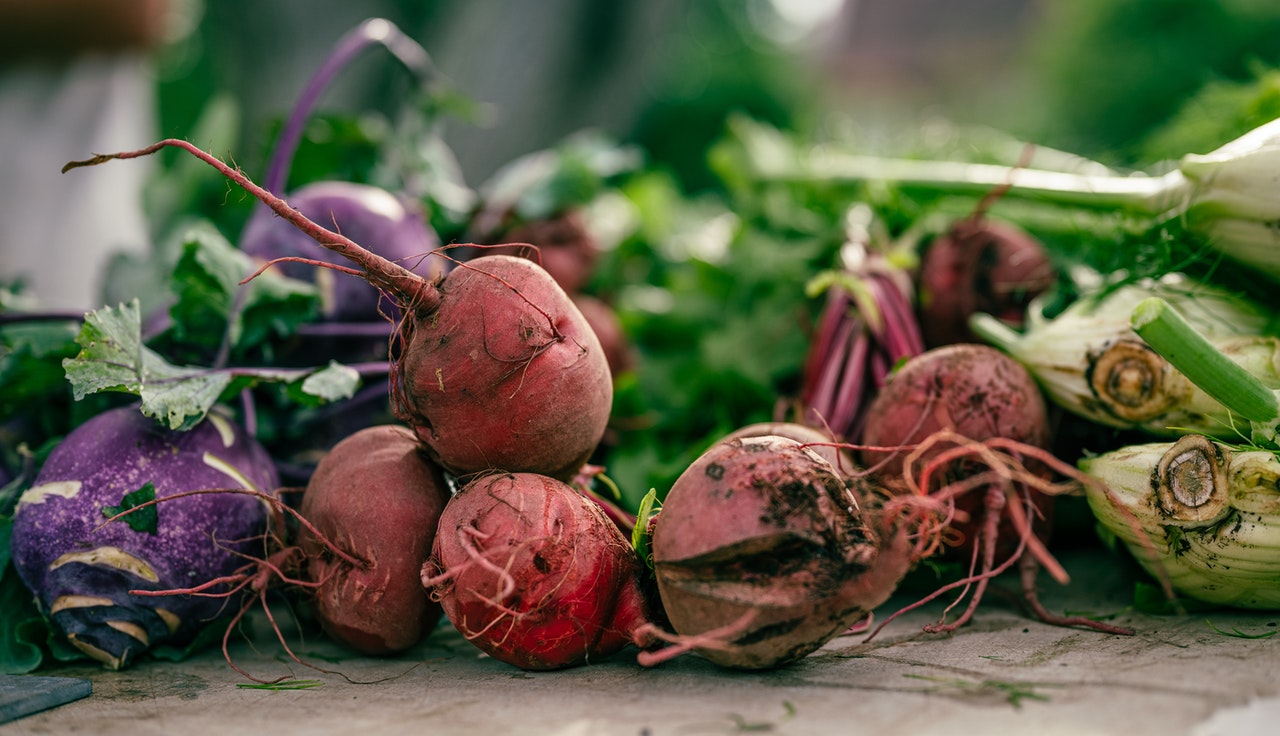 red beets on a countertop