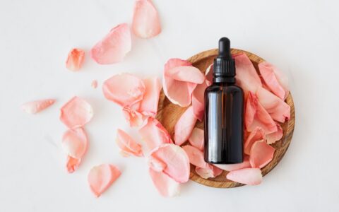 dark tincture on rose petals