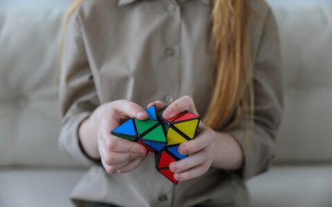 woman with rubiks cube