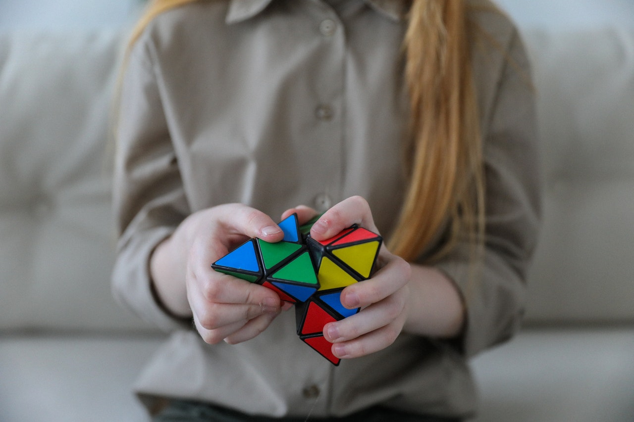 woman with rubiks cube