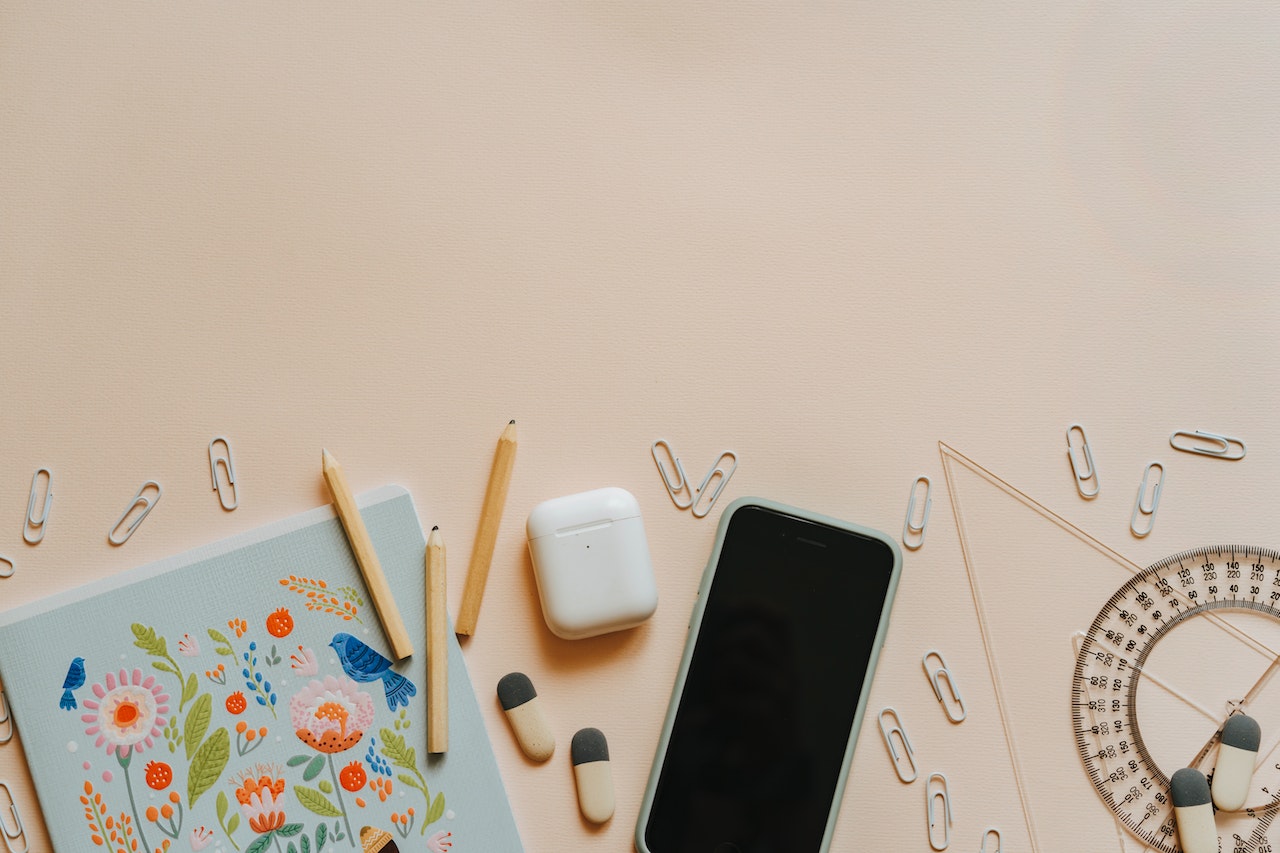 School supplies on a table