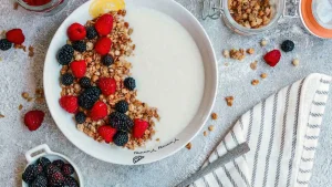 bowl of yogurt and berries