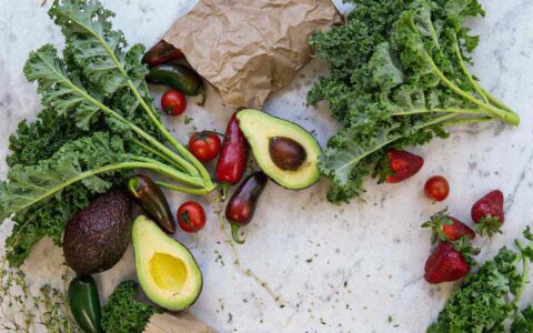 produce spread out on the counter