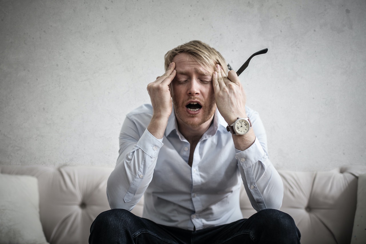 man appearing stressed