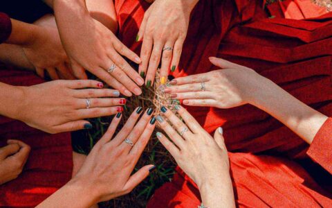 manicured nails displayed in a circle