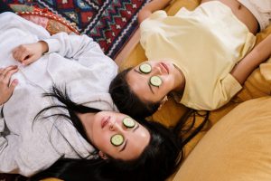 two women getting treatment for skin and hair