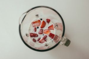 strawberries in a blender