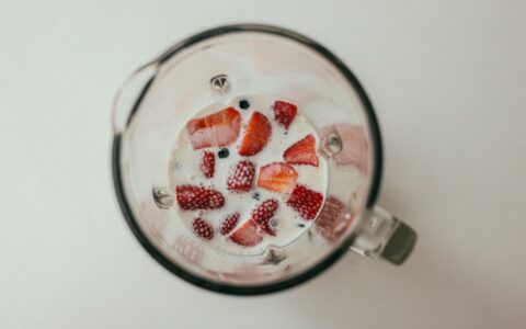 strawberries in a blender