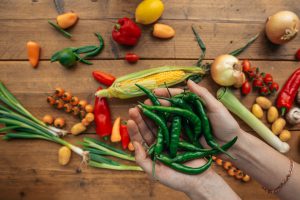 a variety of colorful chili peppers